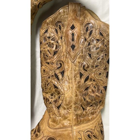 Corral Vintage Boot Women’s 6M Style A1970 Saddle Brushed Laser Brown Tan - Picture 11 of 16